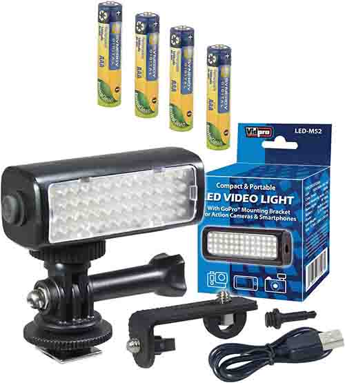 VidPro Mini LED M52 Video Light Kit for Action Cameras